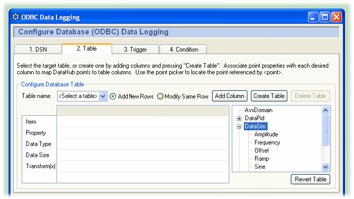 7.4. Configuring a Database Table